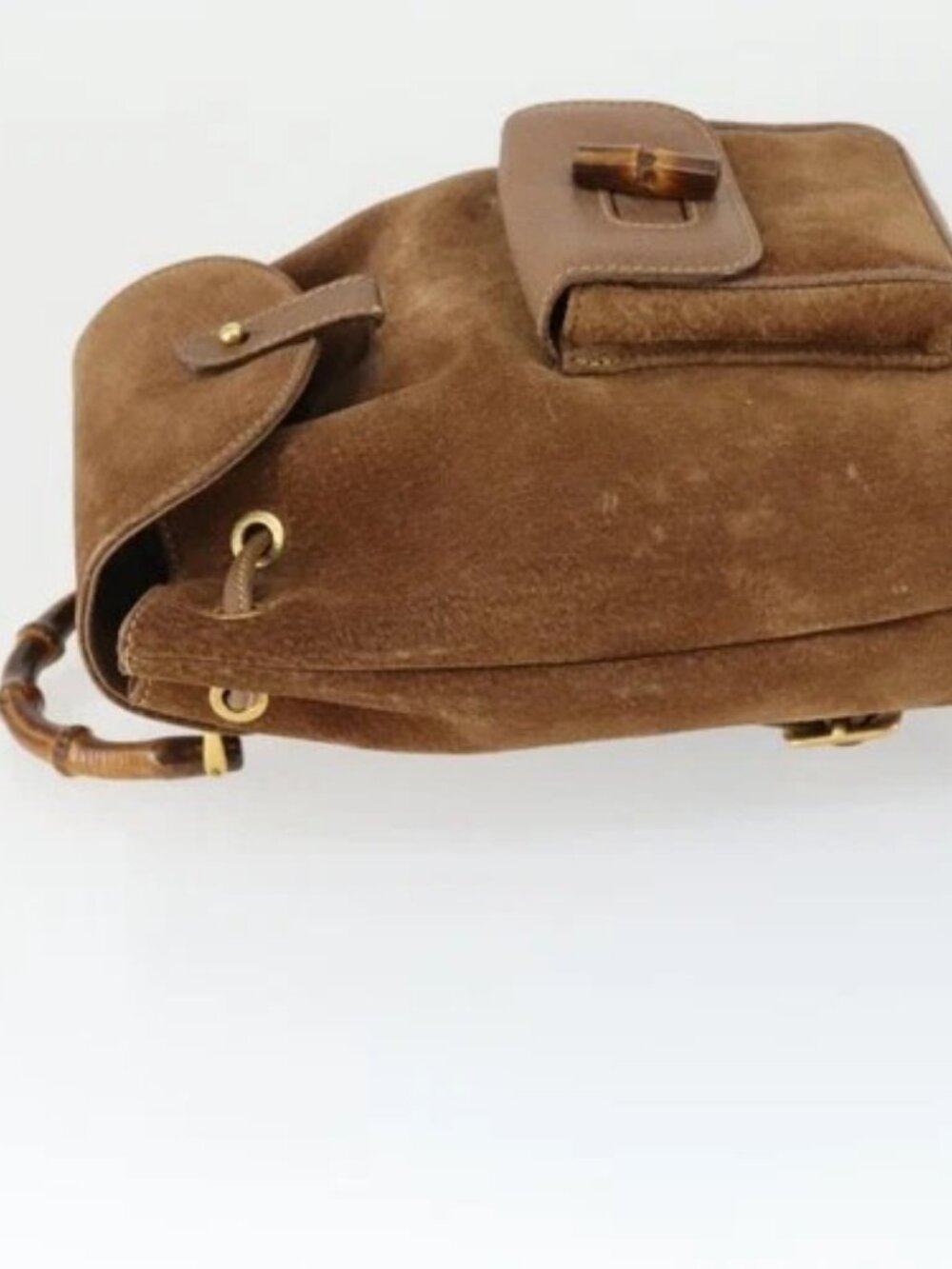GUCCI Bamboo Backpack Suede Brown Gold 003 - Picture 4 of 16